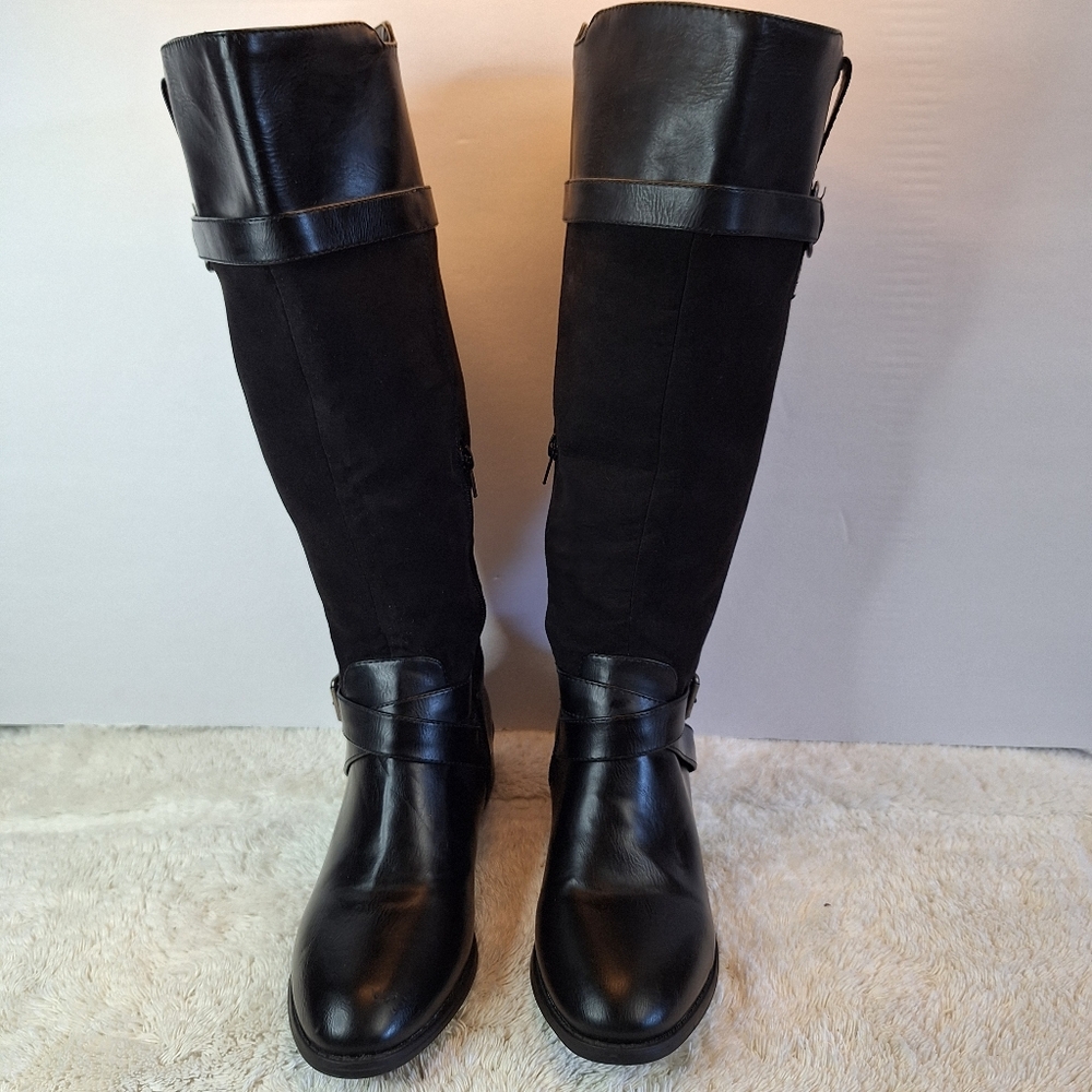 Rampage Women's Side-Zip Casual Tall Riding Boots Black